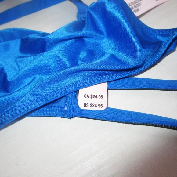 VICTORIA SECRET Very Sexy Double Shine Strap Brazilian Panty M Blue Satin - Picture 4 of 5